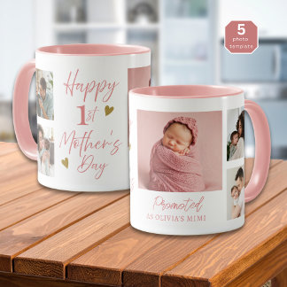 Happy 1st Mothers Day As Mimi 5 Photo Pink   Mugg