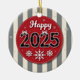 Happy 2025 Christmas Julgransprydnad Keramik