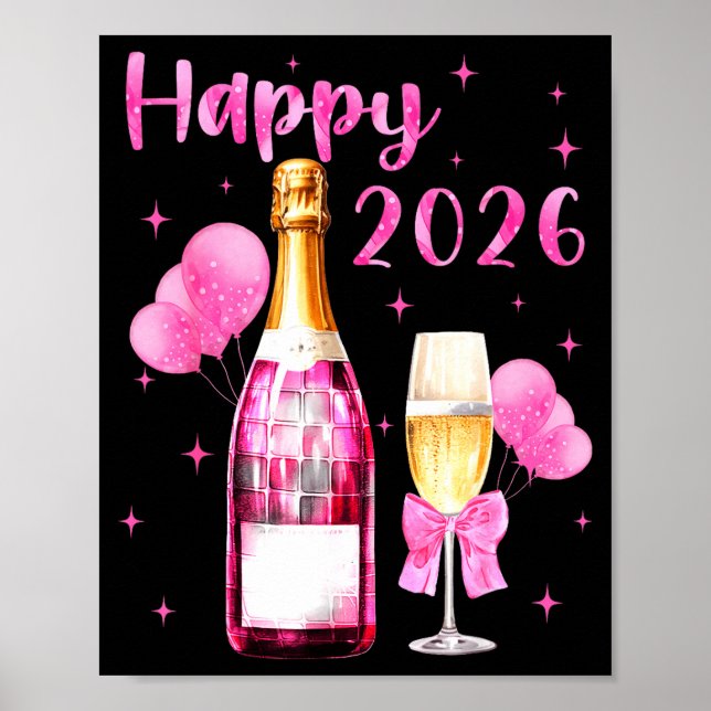 Happy 2026 Cheers To A New Year 2026 Champagne Coq Poster (Framsidan)