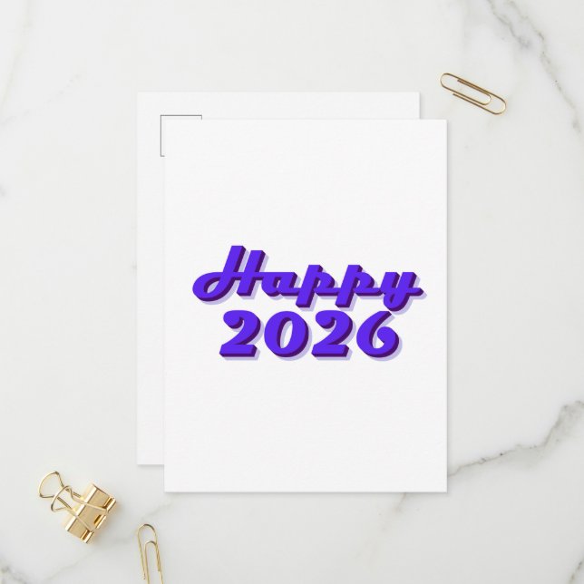 Happy 2026 inbjudan vykort (Fram/Back In Situ)