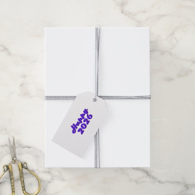 Happy 2026 presentetikett (Med Snöre)