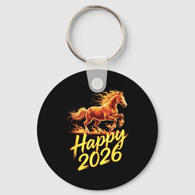 Happy 2026 Year Of The Horse Chinese Zodiac New Ye Nyckelring (Framsida)