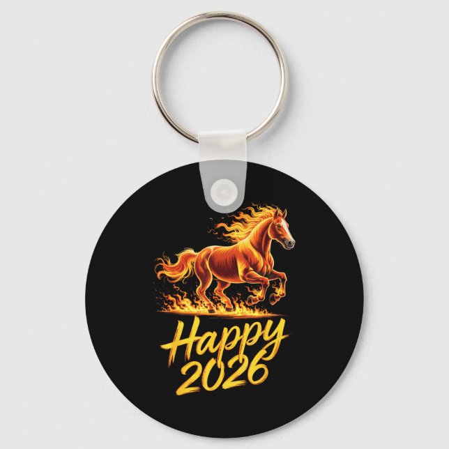Happy 2026 Year Of The Horse Chinese Zodiac New Ye Nyckelring (Framsida)