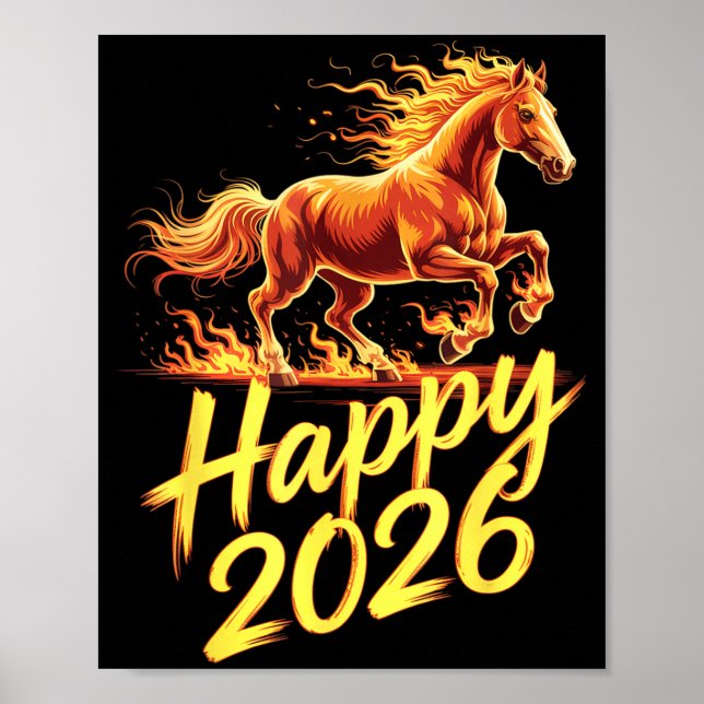 Happy 2026 Year Of The Horse Chinese Zodiac New Ye Poster (Framsidan)