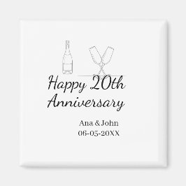 Happy 20th anniversary champagne bottle glass name magnet
