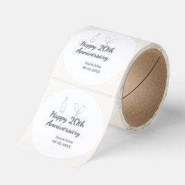 Happy 20th anniversary champagne bottle glass name runt klistermärke