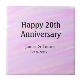 Happy 20th anniversary pink purple pastel name bol kakelplatta