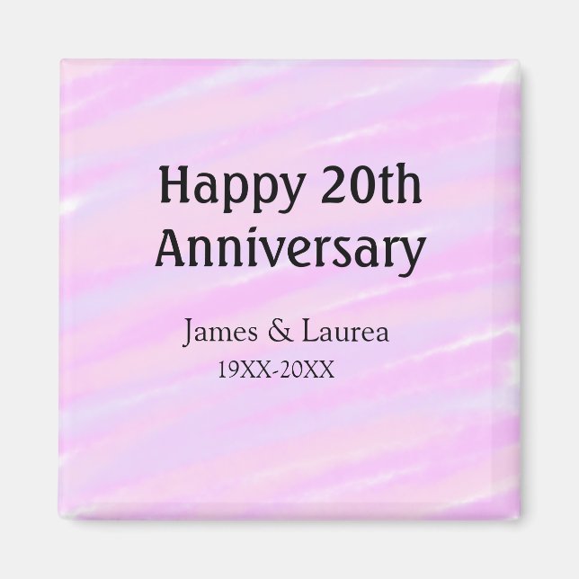 Happy 20th anniversary pink purple pastel name bol magnet (Framsidan)