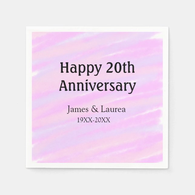Happy 20th anniversary pink purple pastel name bol pappersservett (Framsidan)