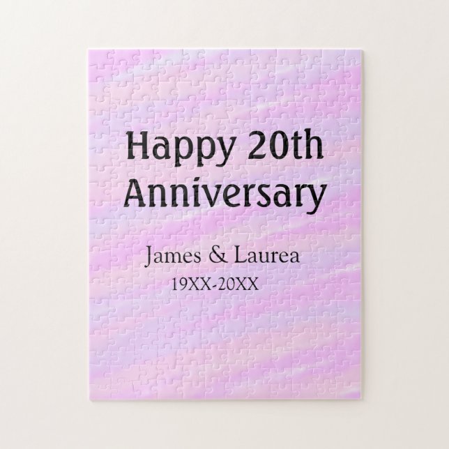 Happy 20th anniversary pink purple pastel name bol pussel (Vertikal)