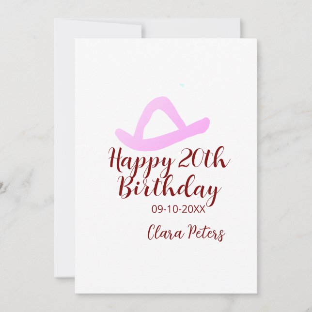 Happy 20th birthday pink cowboy girl name date sim (Framsida)