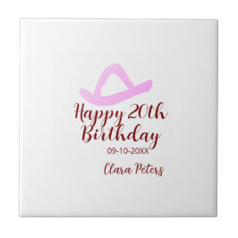 Happy 20th birthday pink cowboy girl name date sim kakelplatta