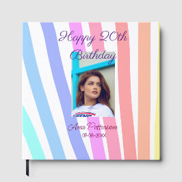 Happy 20th Birthday rainbow rustic boho lines phot Gästböcker