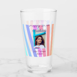 Happy 20th Birthday rainbow rustic boho lines phot Glaskopp