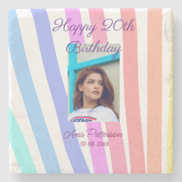 Happy 20th Birthday rainbow rustic boho lines phot Stenunderlägg