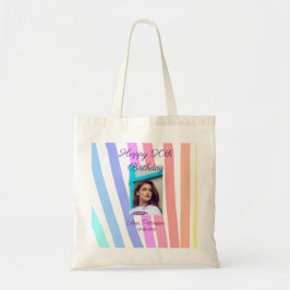 Happy 20th Birthday rainbow rustic boho lines phot Tygkasse