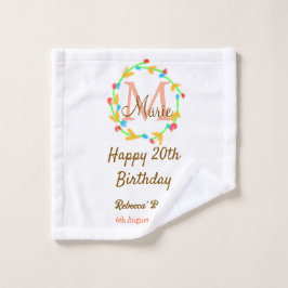 Happy 20th Birthday red add name monogram wreath