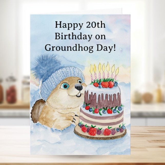  Happy 20th Groundhog Day Birthday  Kort (Skapare uppladdad)