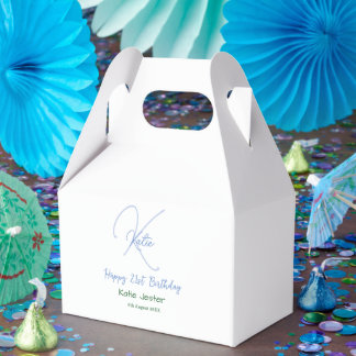 Happy 21st birthday blue add name monogram modern presentaskar