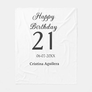 Happy 21st birthday bold letter simple name minima fleecefilt