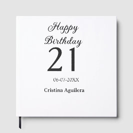 Happy 21st birthday bold letter simple name minima gästböcker