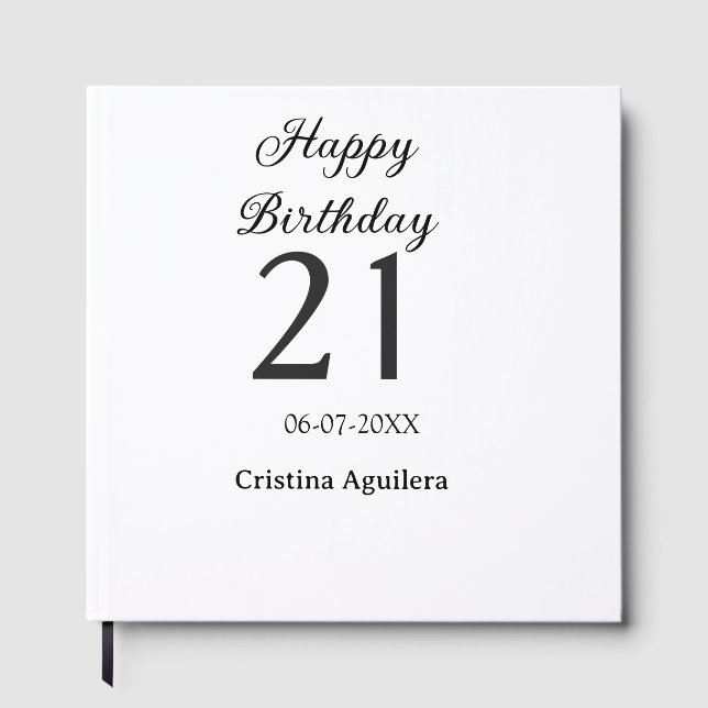 Happy 21st birthday bold letter simple name minima gästböcker (Framsida)