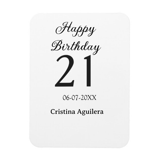 Happy 21st birthday bold letter simple name minima magnet (Vertikal)