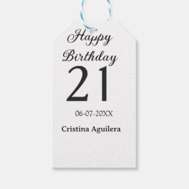 Happy 21st birthday bold letter simple name minima presentetikett