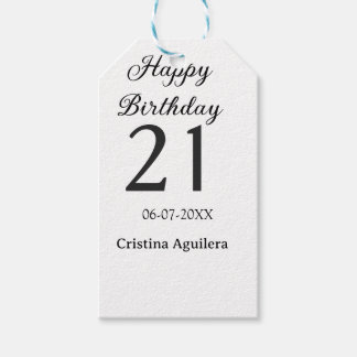 Happy 21st birthday bold letter simple name minima presentetikett