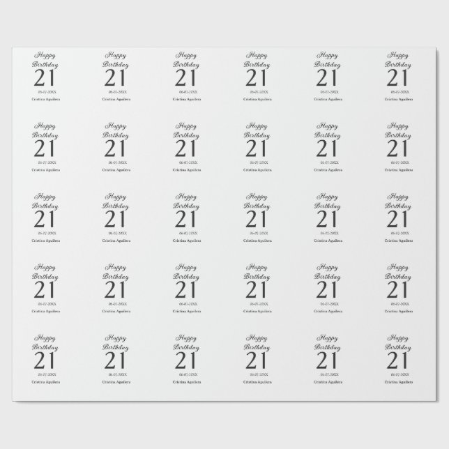 Happy 21st birthday bold letter simple name minima presentpapper (Platt)
