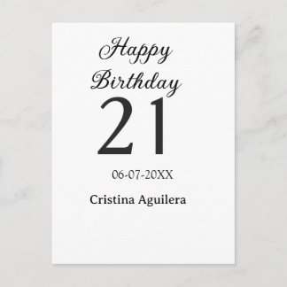 Happy 21st birthday bold letter simple name minima vykort