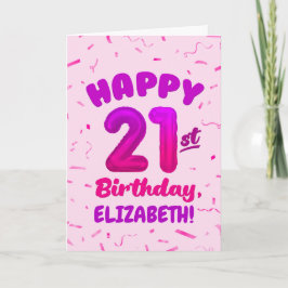 Happy 21st Birthday Card with Custom Name Kort