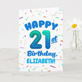 Happy 21st Birthday Card with Custom Name Kort