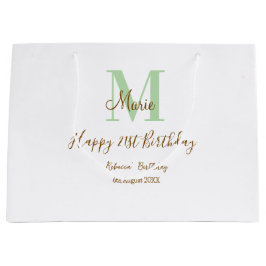 Happy 21st Birthday green add name monogram brown 