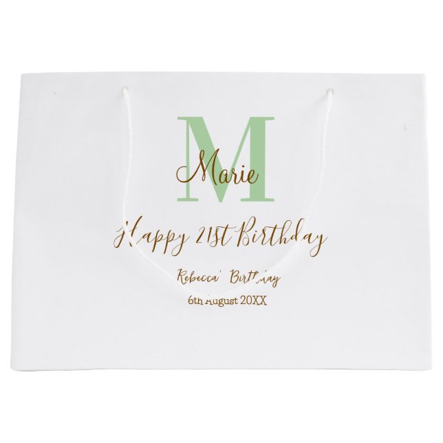 Happy 21st Birthday green add name monogram brown  (Framsidan)