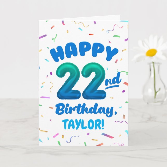 Happy 22nd Birthday Card with Custom Name Kort (Liten växt)