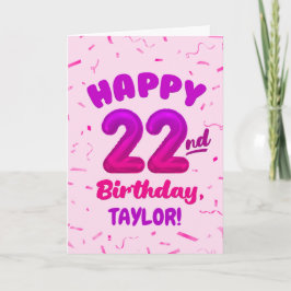 Happy 22nd Birthday Card with Custom Name Kort
