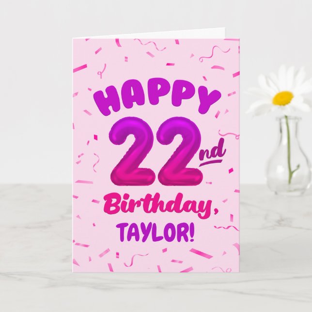 Happy 22nd Birthday Card with Custom Name Kort (Liten växt)