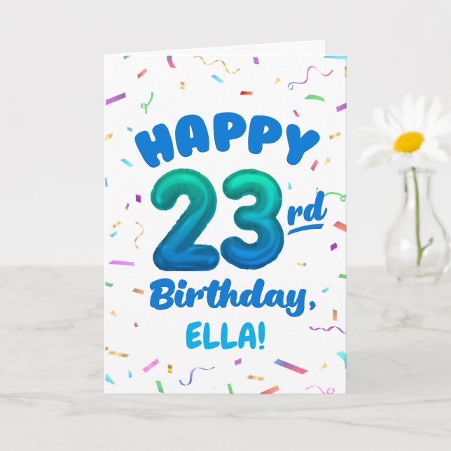 Happy 23rd Birthday Card with Custom Name Kort (Liten växt)