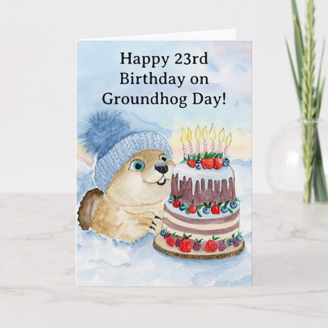  Happy 23rd Groundhog Day Birthday  Kort (Framsida)