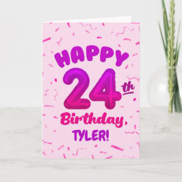 Happy 24th Birthday Card with Custom Name Kort