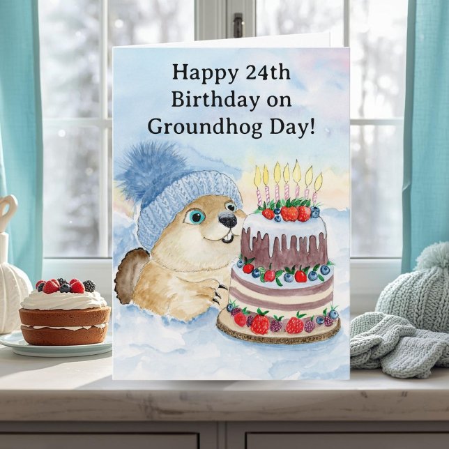  Happy 24th Groundhog Day Birthday  Kort (Skapare uppladdad)