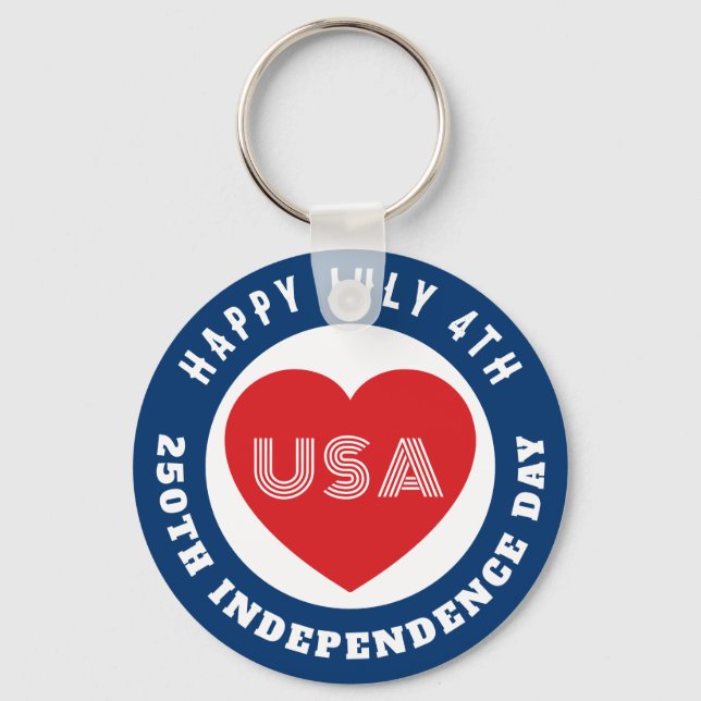 Happy 250th Independence Day July 4th Love USA Nyckelring (Framsida)