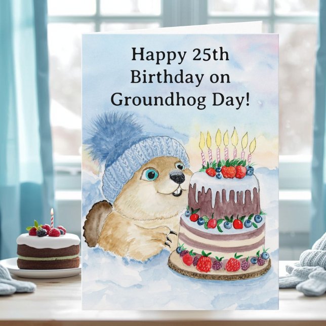  Happy 25th Groundhog Day Birthday  Kort (Skapare uppladdad)