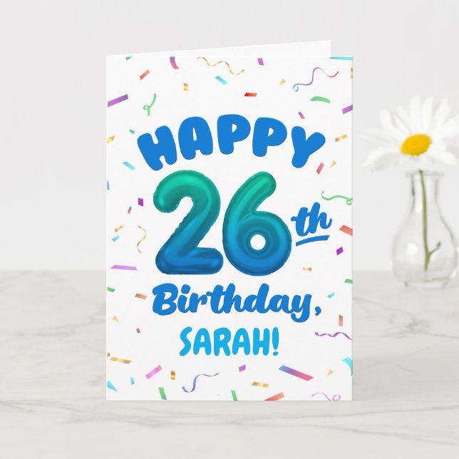 Happy 26th Birthday Card with Custom Name Kort (Liten växt)