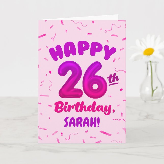 Happy 26th Birthday Card with Custom Name Kort (Liten växt)