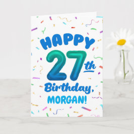 Happy 27th Birthday Card with Custom Name Kort