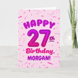 Happy 27th Birthday Card with Custom Name Kort