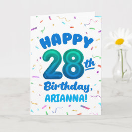 Happy 28th Birthday Card with Custom Name Kort