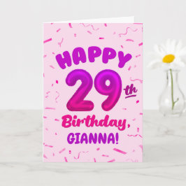 Happy 29th Birthday Card with Custom Name Kort
